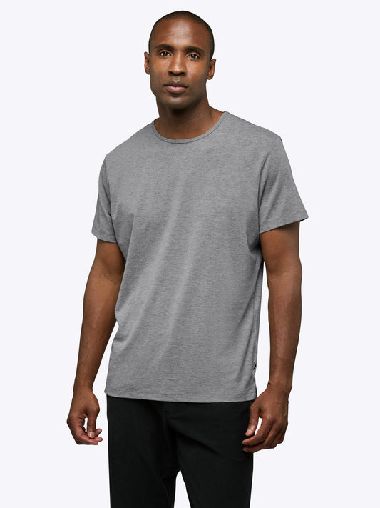 Men's Split Hem Crew Neck T-Shirt – Soft Wrinkle-Resistant Fabric, Tailored Fit Everyday Tee | Heather Grey