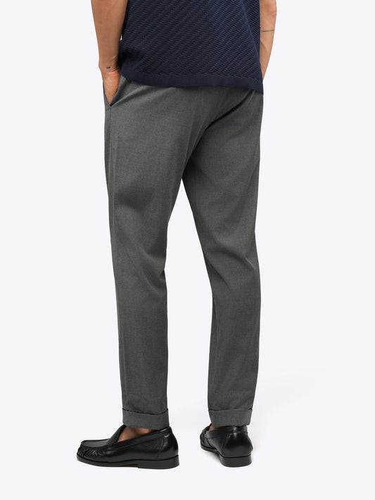 Men's Drawstring Chino Trousers – Ultra-Soft Lightweight Fabric, Elastic Waist, Classic Fit | Heather Grey