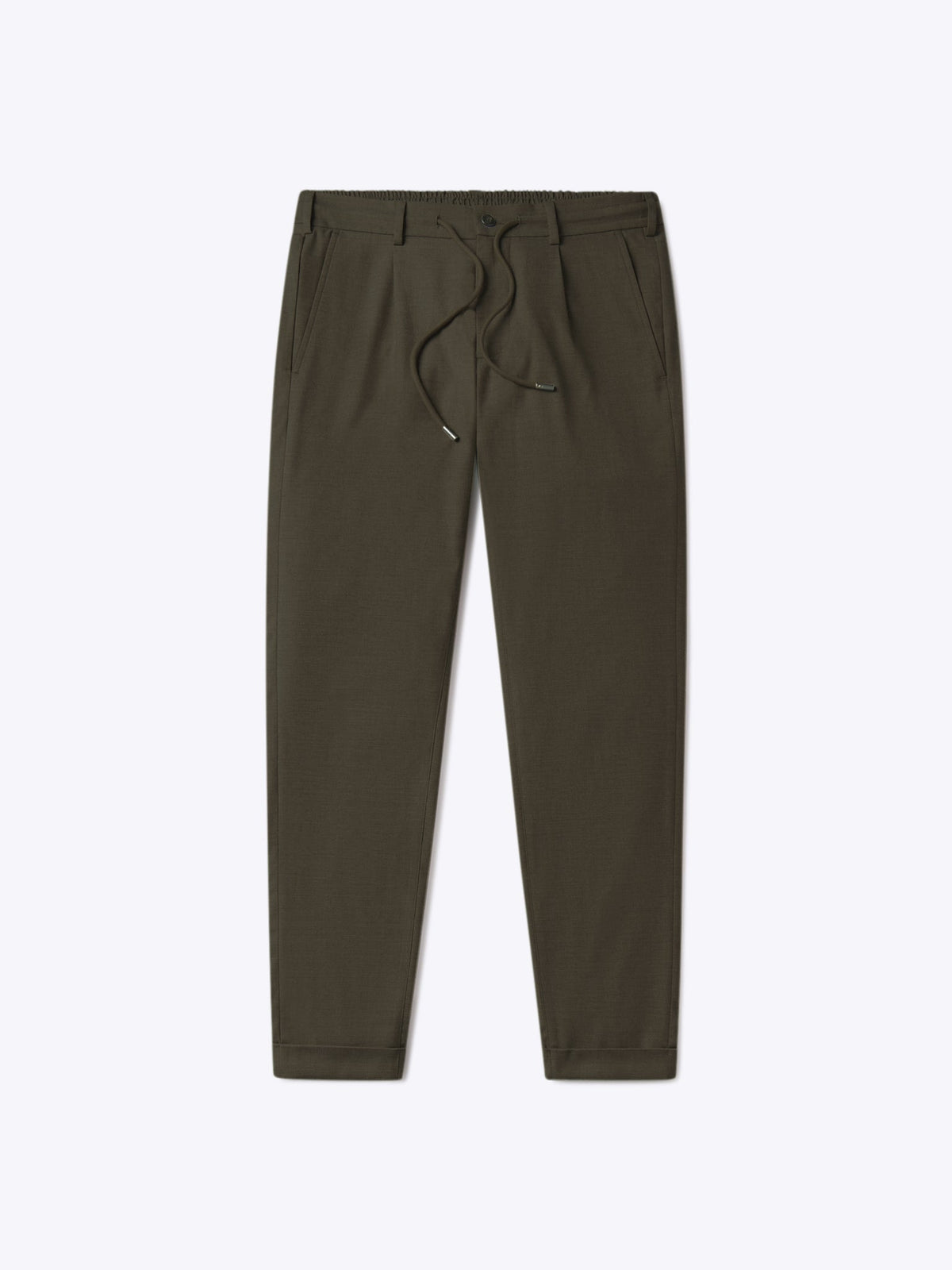 Men's Drawstring Chino Trousers – Ultra-Soft Lightweight Fabric, Elastic Waist, Classic Fit | Heather Olive