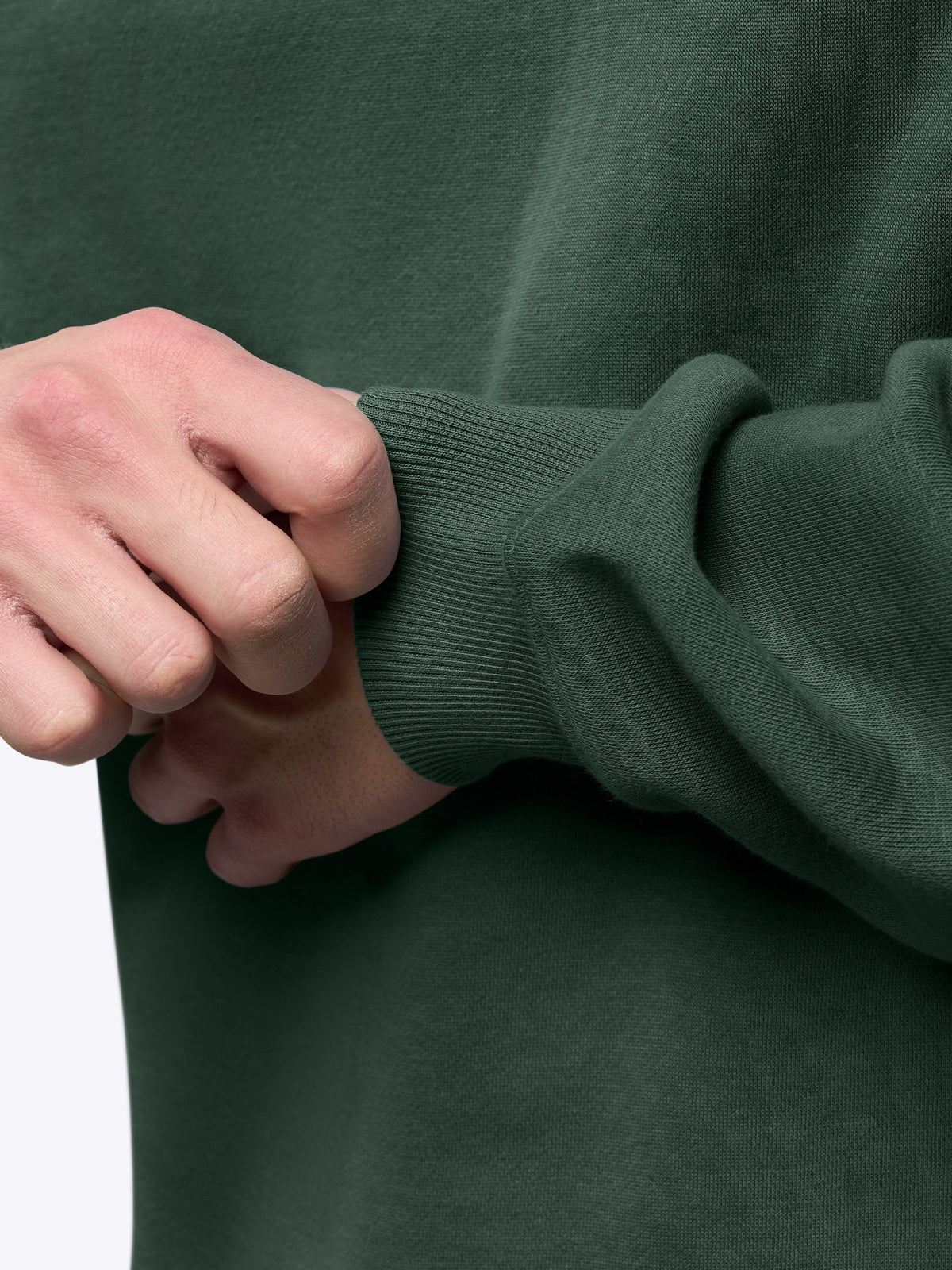 Men's Heavyweight Brushed Fleece Pullover in Hunter Green – view 6