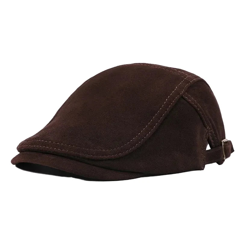 Hartford Men's Suede Leather Duckbill Flat Cap – 100% Cowhide Suede, Cotton and Linen Lining, Adjustable Fit