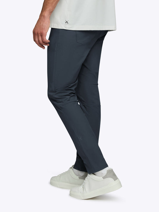 Men's Four-Way Stretch 5-Pocket Trousers – Breathable Performance Knit, Shape Retaining, Slim Fit | Iron Navy