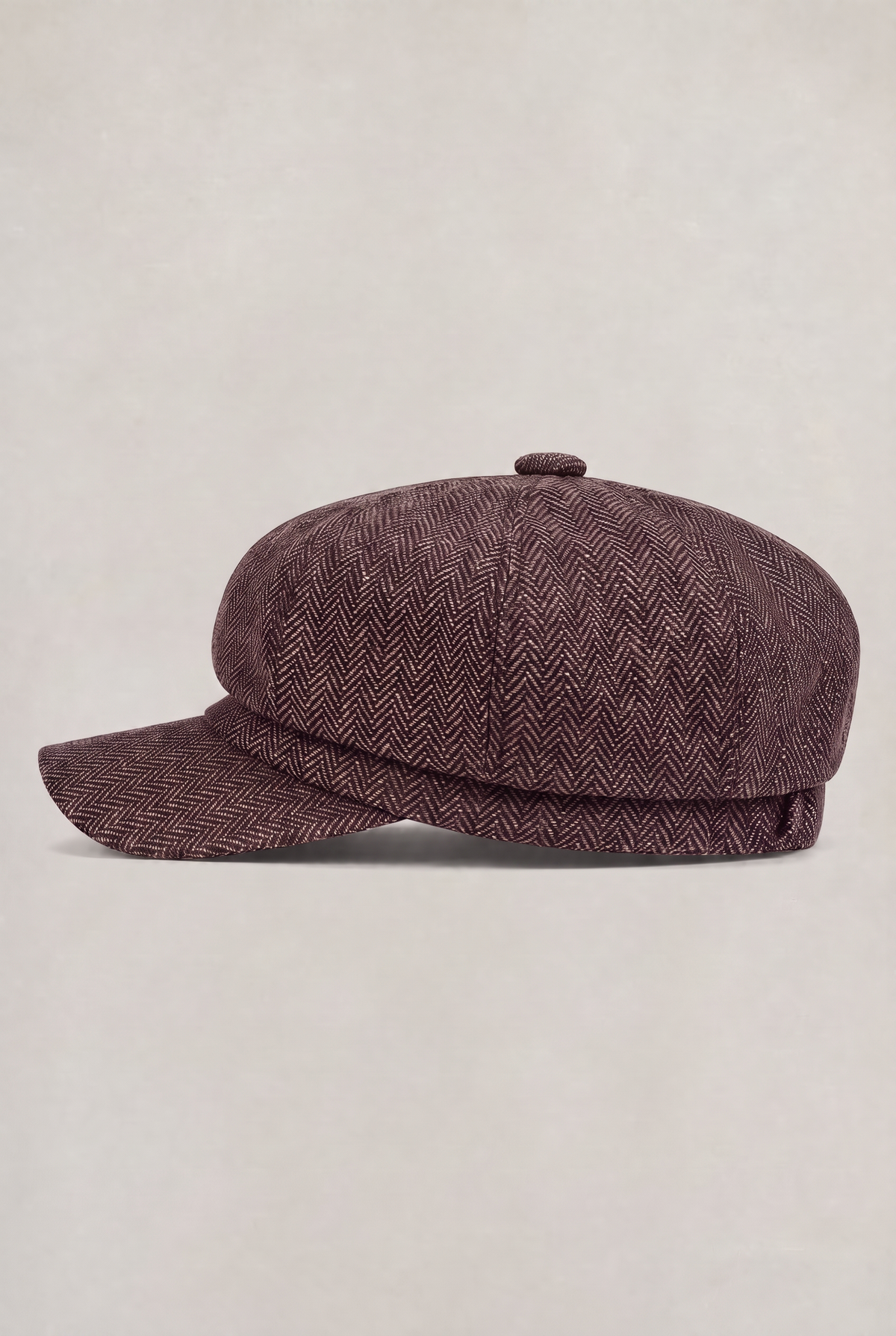 Men's Herringbone Newsboy Flat Cap – Structured Dome Crown, Short Peak, Classic Retro Shape