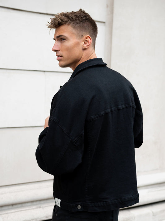 Denim Trucker Jacket - Black by SATRI & CO. – product view 2