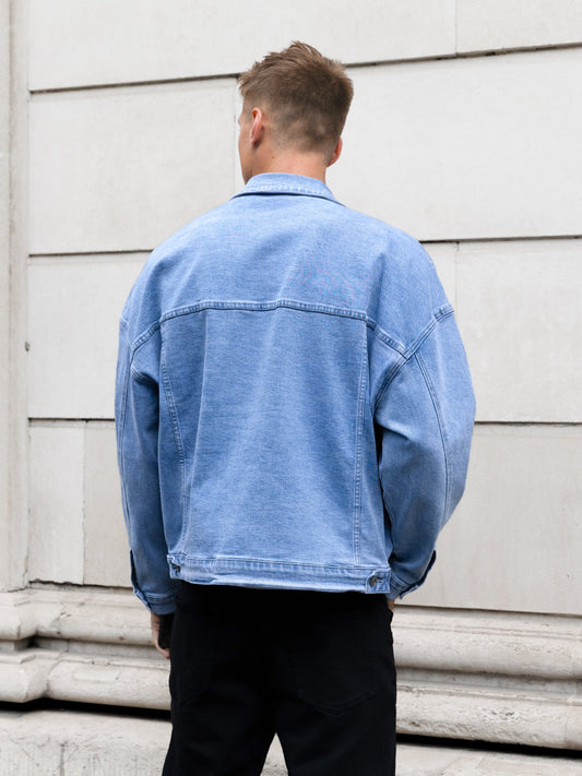 Denim Trucker Jacket - Washed Blue by SATRI & CO. – product view 2