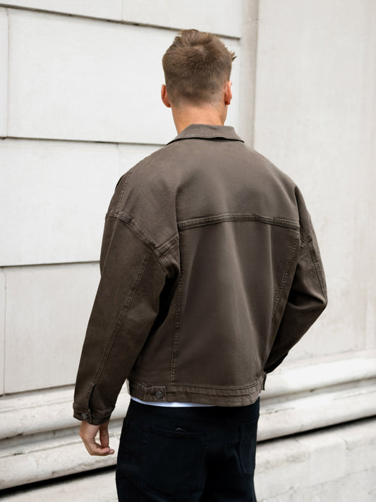Denim Trucker Jacket - Brown by SATRI & CO. – product view 2