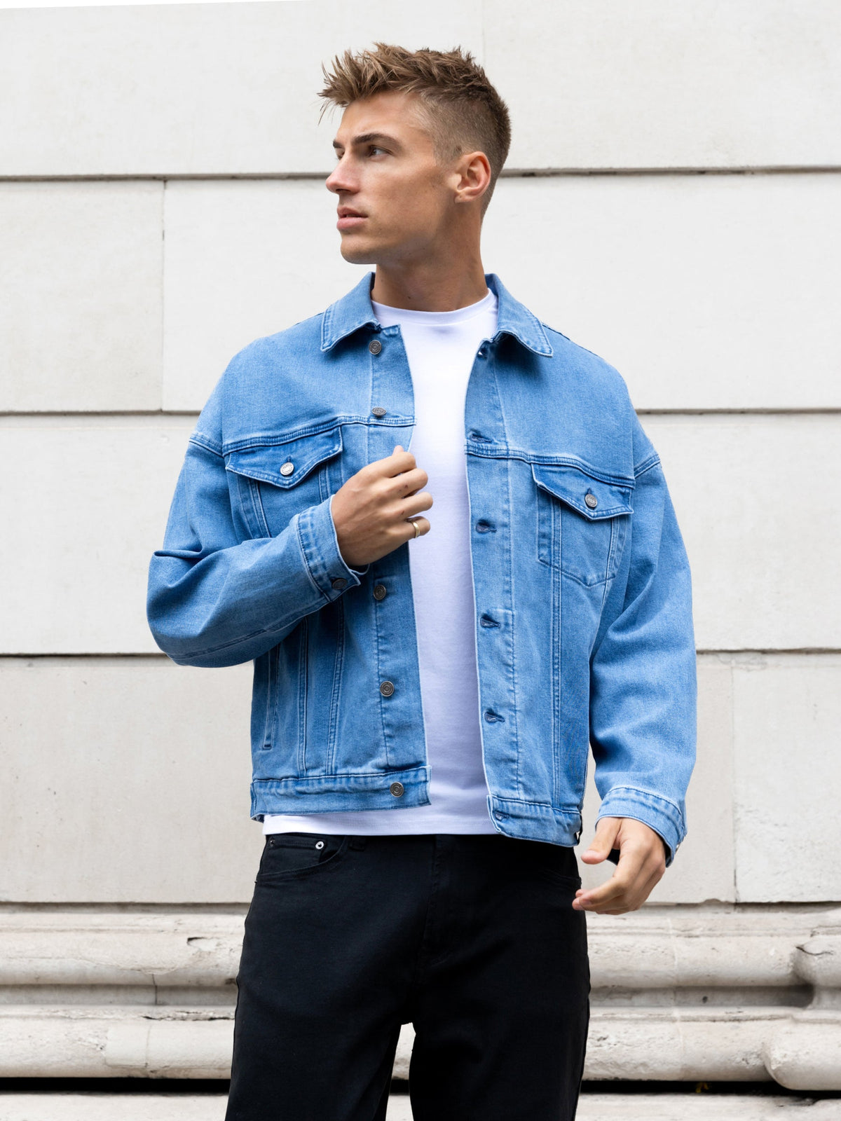 Denim Trucker Jacket - Blue by SATRI & CO. – product view 6