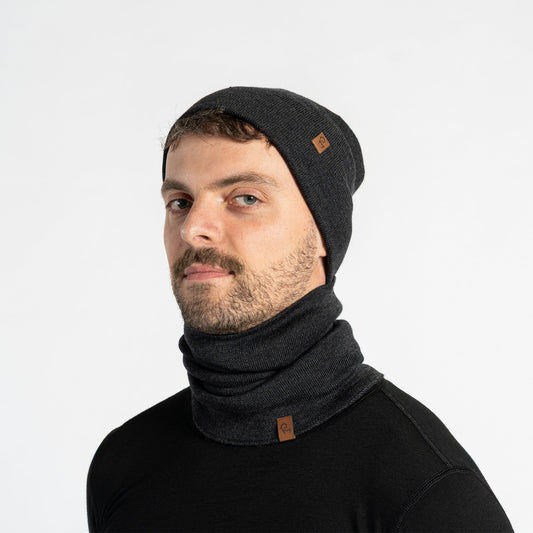 Men's Merino Wool Liner Beanie and Neck Gaiter Set – Lightweight Two-Piece, Low-Bulk Layering