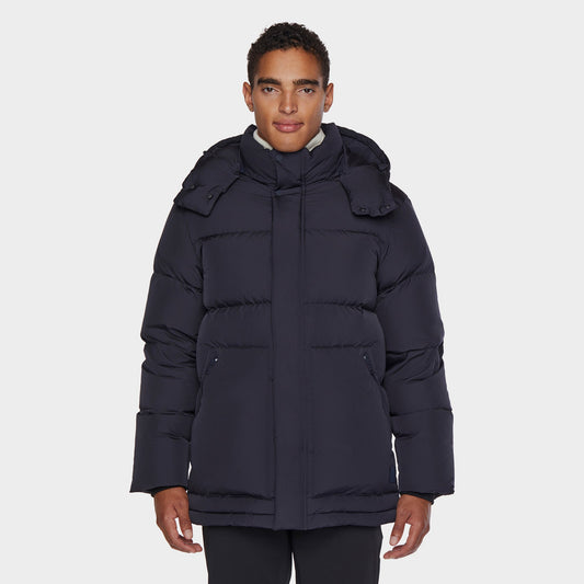 Men's Down Parka – Water-Repellent Shell, Down Fill, Storm Flap Hood, Adjustable Bungee Hem for Cold Winter Days