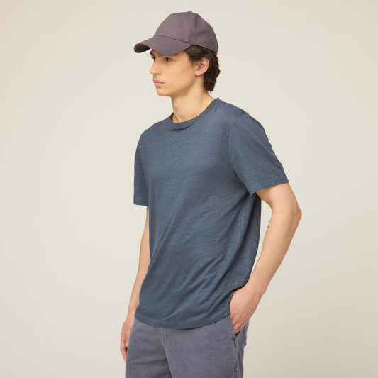 Men's Linen Jersey T-Shirt – Breathable Lightly Textured Knit, Straight Relaxed Shape for Warm Weather