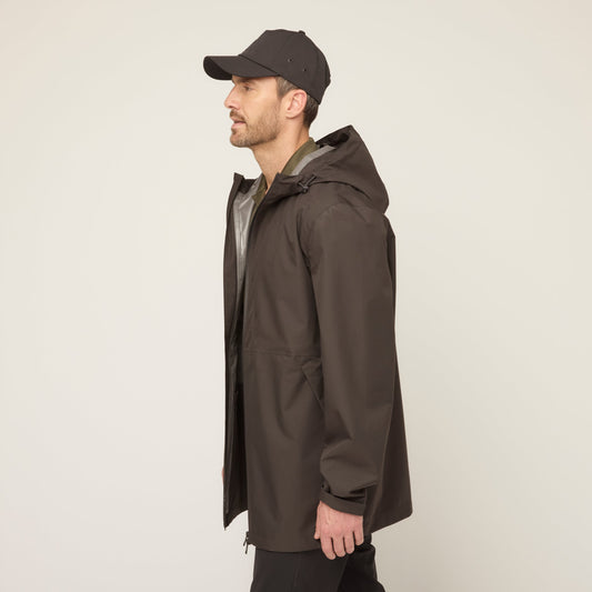 Men's Packable Rain Coat – Sealed Seams, Three-Panel Hood, Pit Zips, Zip Pockets, Oversized Hip-Length Fit