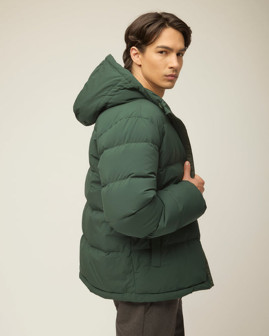 Men's 800-Fill Down Puffer Jacket – Windproof Water-Repellent Shell, Adjustable Hood, Storm Cuffs with Thumbholes