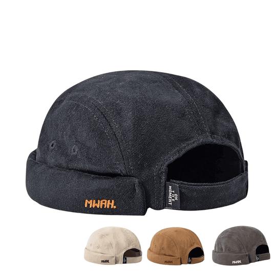 Mwah Men's Vintage Cotton Docker Cap – 100% Cotton, Vintage Look, Adjustable 55–59 cm Fit