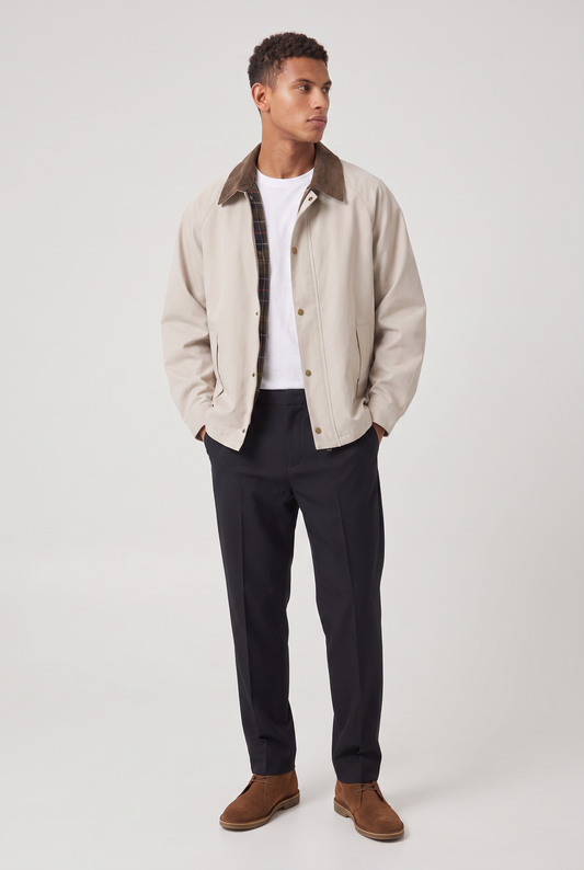 Men's Single Breasted Casual Jacket – Contrast Collar, Relaxed Silhouette, Long Sleeves for Autumn Layering