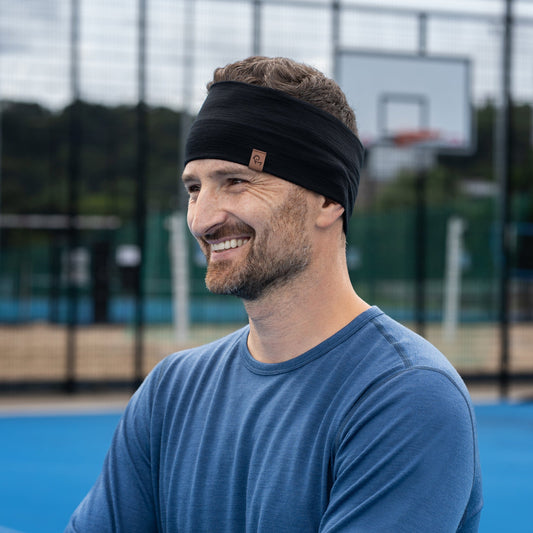 Men's Merino Wool Functional Headband – Moisture-Wicking Soft Stretch Fit, Helmet-Friendly | Black