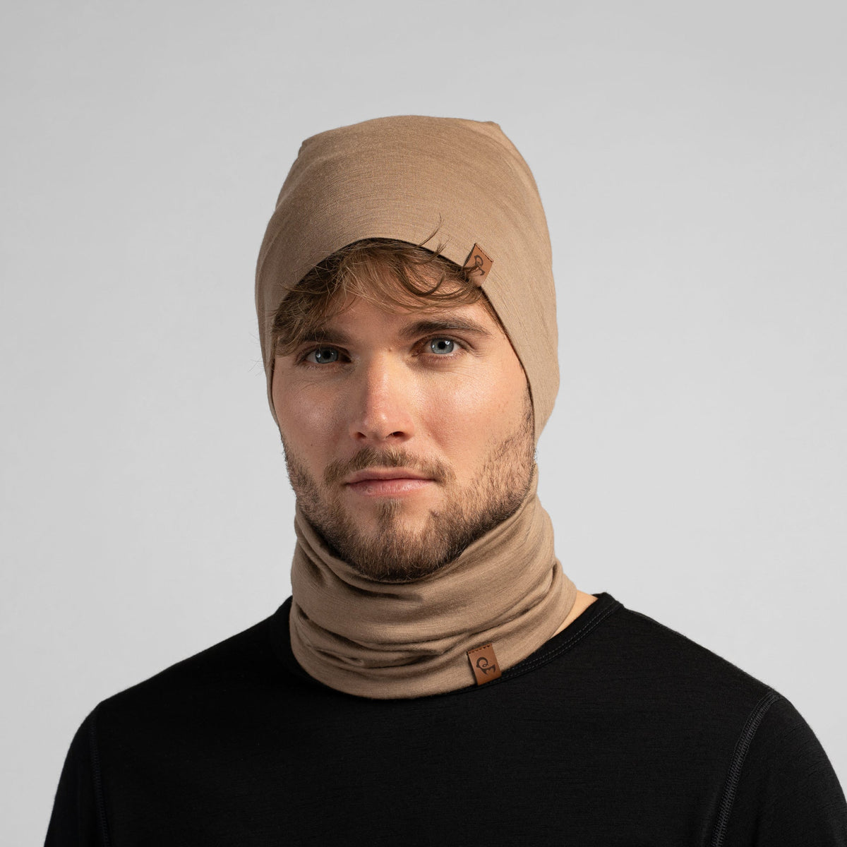 Men's Merino Wool Tube Neck Gaiter – Soft Breathable Knit, All-Season Face and Neck Cover | Beige