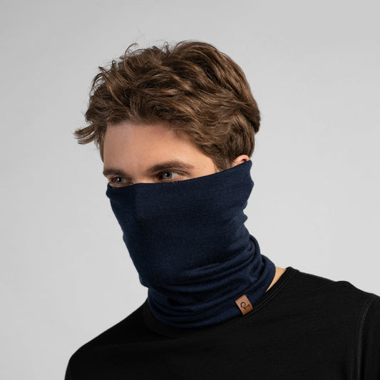 Men's Merino Wool Neck Gaiter – Double-Layer Soft Knit, All-Season Coverage | Navy Blue