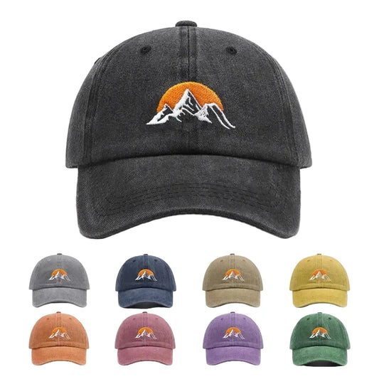 Mountain Sunset Men's Washed Cotton Blend Baseball Cap – view 2