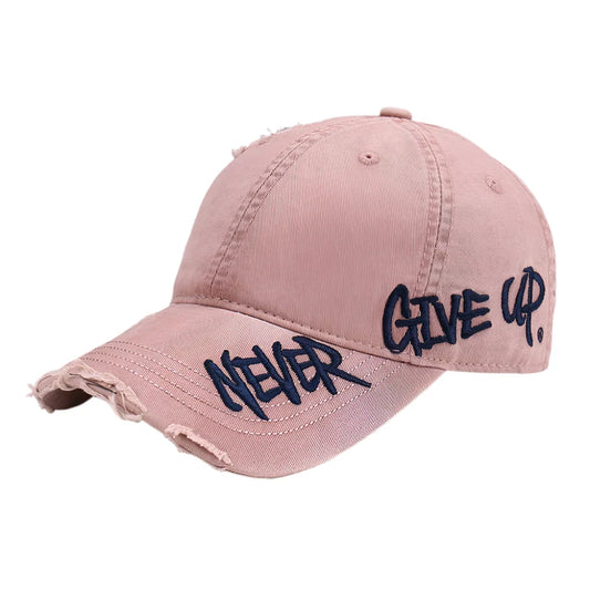 Never Give Up Men's Distressed Baseball Cap – view 2