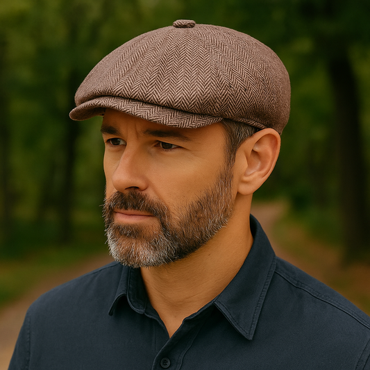 Men's Cotton Newsboy Cap – Classic Eight-Panel Crown, Lightweight Breathable Fit, Adjustable