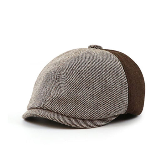 Orson Men's Wool Blend Gatsby Cap – Panelled Crown, Plain & Striped Styles, Adjustable 56–60 cm