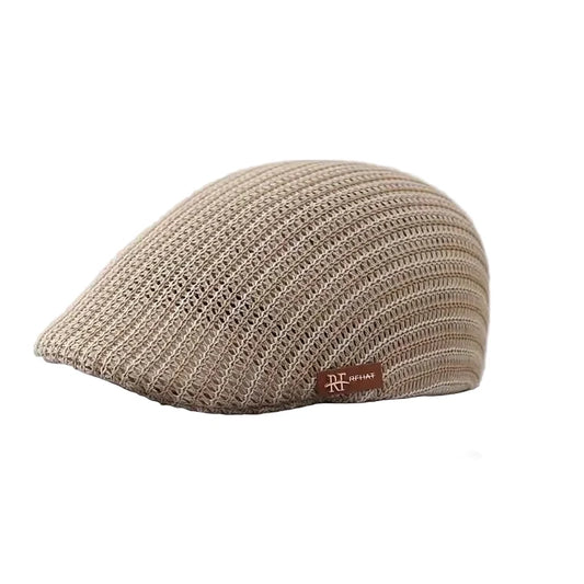Recife Men's Striped Linen Flat Cap – 100% Linen, Breathable, Adjustable 55–59 cm Fit for Summer