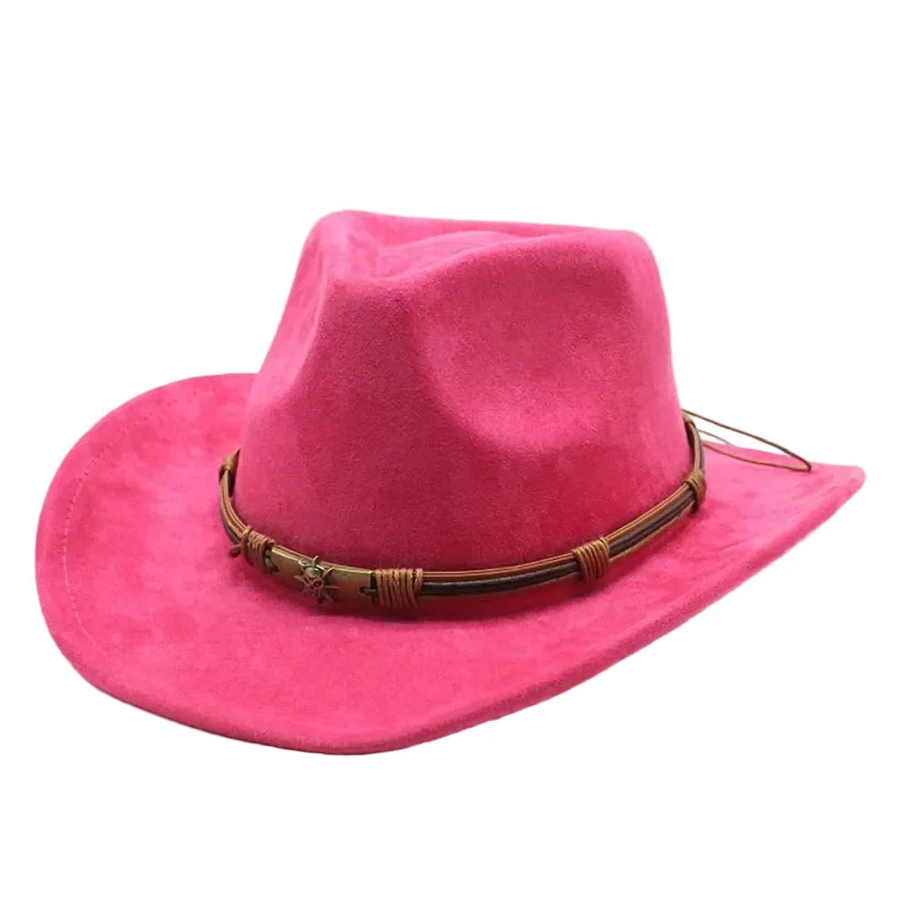Men's Suede Cowboy Hat with Bull Head Band – view 14