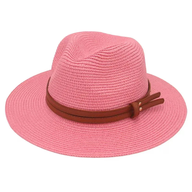 Men's Straw Panama Hat with Double Leather Strap Band – Wide Brim, Lightweight, Two Sizes 56–60 cm