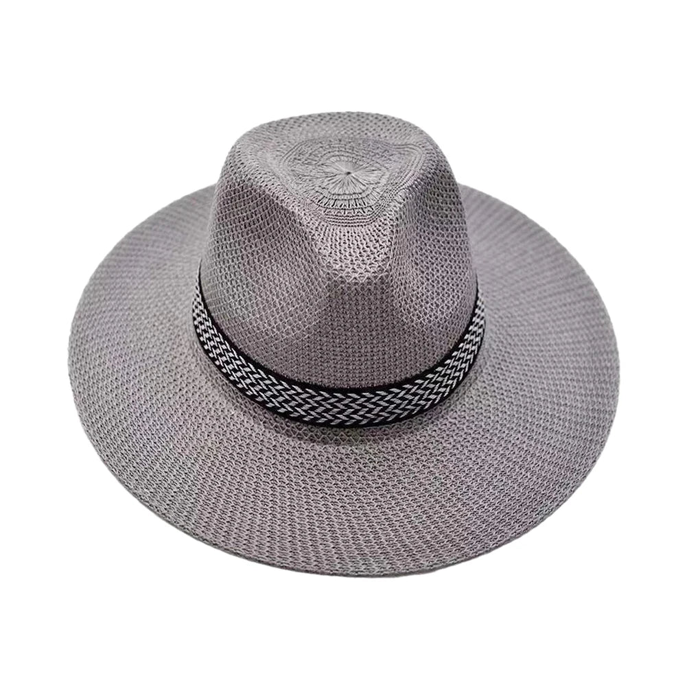 Men's Foldable Straw Panama Hat – Airy Weave, 7 cm Brim, Packable for Travel, Adjustable 56–60 cm