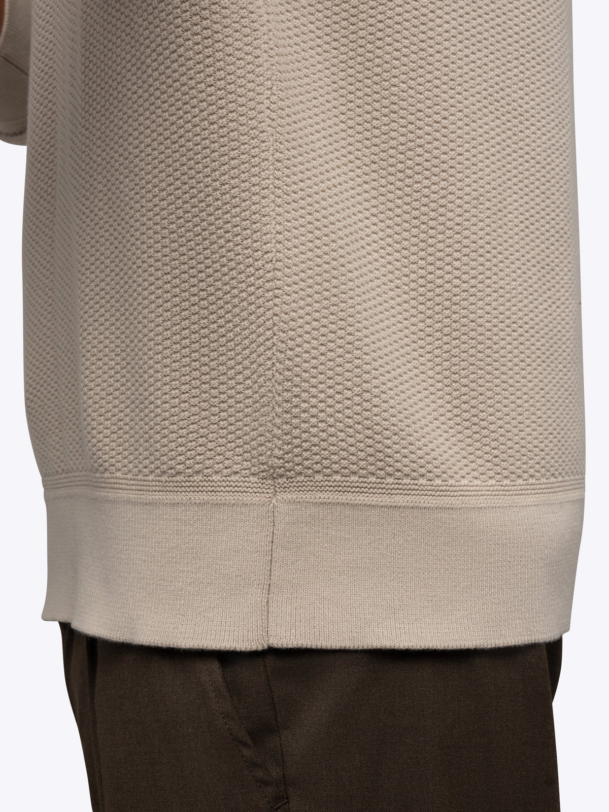 Palisade Men's Textured Knit Crew Neck Jumper in Sand Dune – view 6