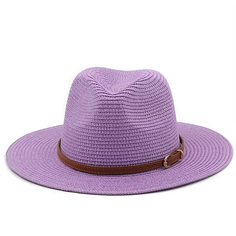 Men's Straw Panama Hat with Slim Leather Buckle Band – view 10