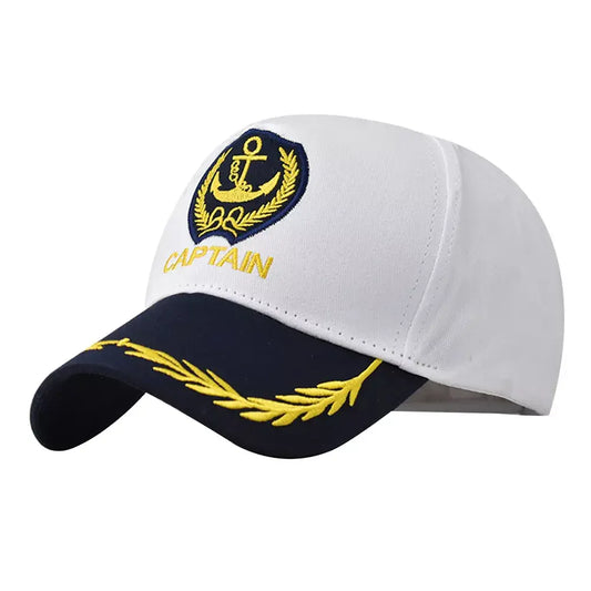 Sailor Captain Men's Cotton Baseball Cap in White – view 2