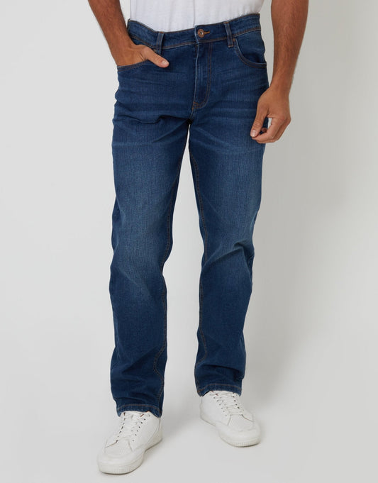 Straight Leg Jeans in Mid Wash by SATRI & CO. – product view 2
