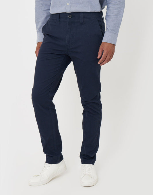 Men's Slim Fit Stretch Cotton Chino Trousers in Navy – view 2