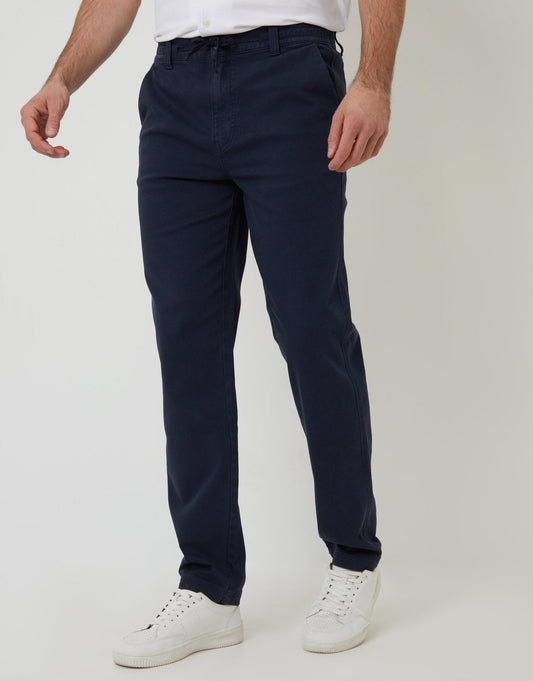 Men's Stretch Cotton Chino Trousers in Navy – view 2
