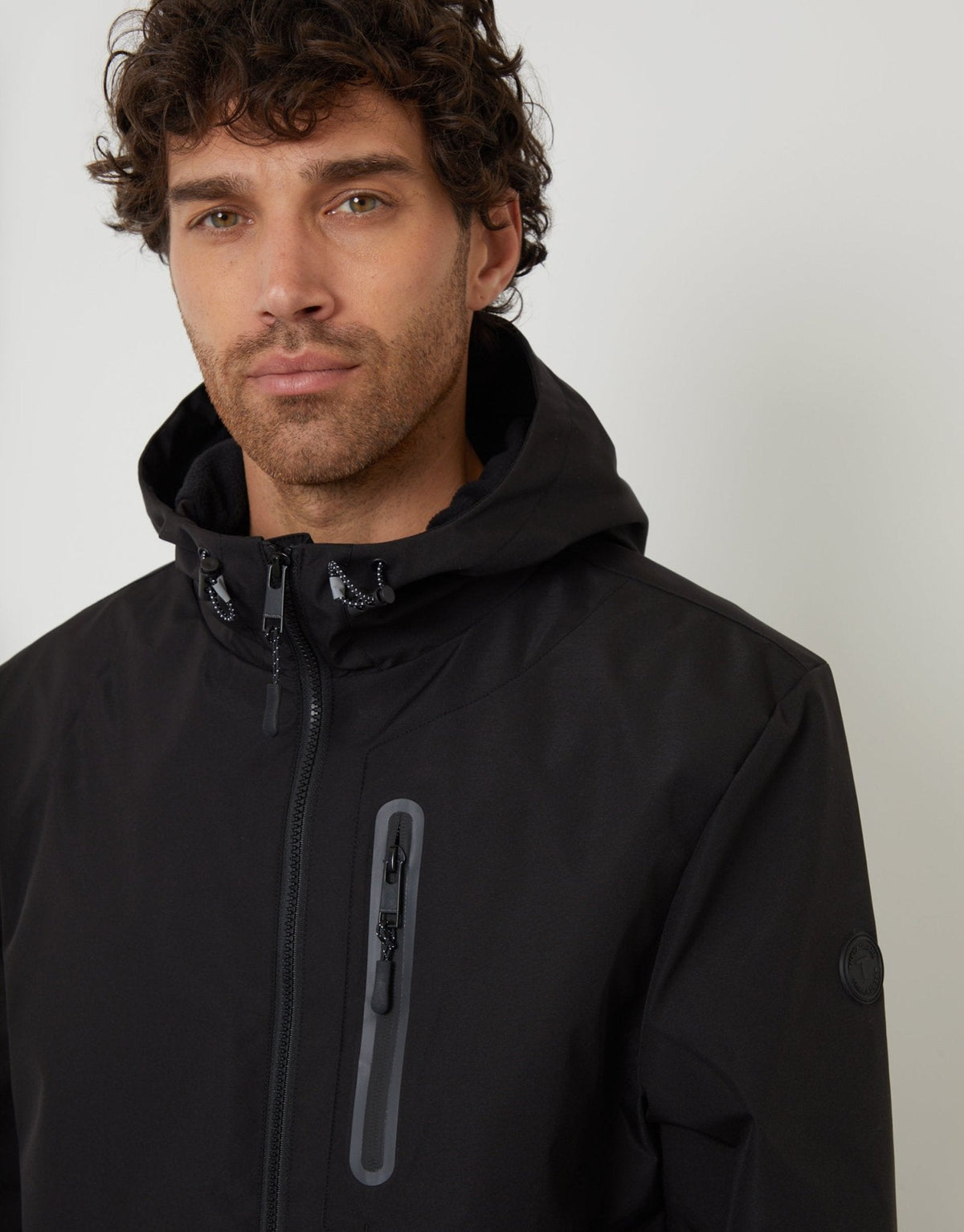 Men's Cosy Hooded Jacket for Wet Winter Walks in Black – view 4