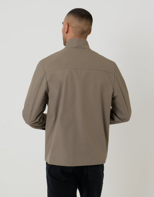 Showerproof Zip Up Harrington Jacket in Taupe by SATRI & CO. – product view 2