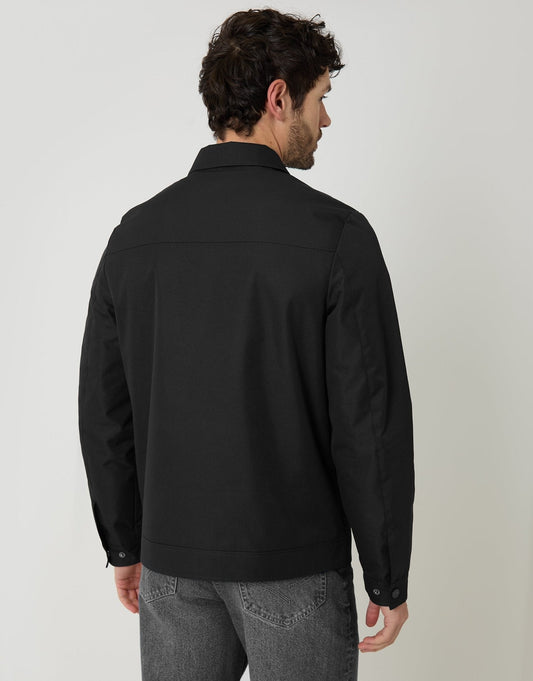 Showerproof Lightweight Collared Zip Through Jacket in Black by SATRI & CO. – product view 2