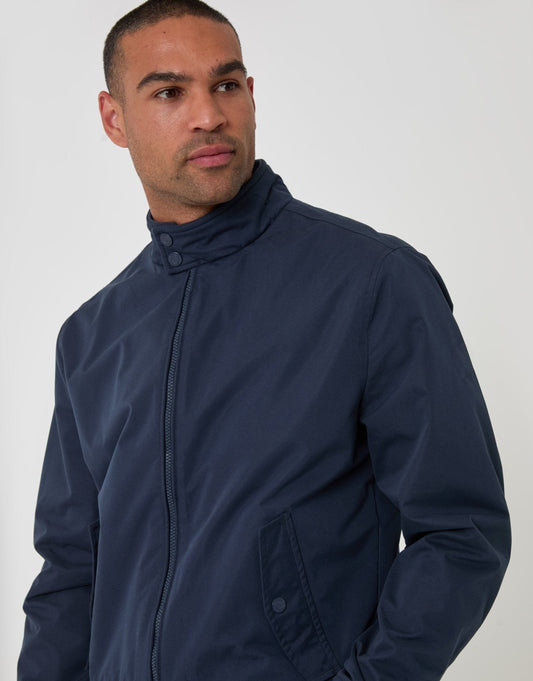 Showerproof Microfibre Harrington Jacket in Navy by SATRI & CO. – product view 2