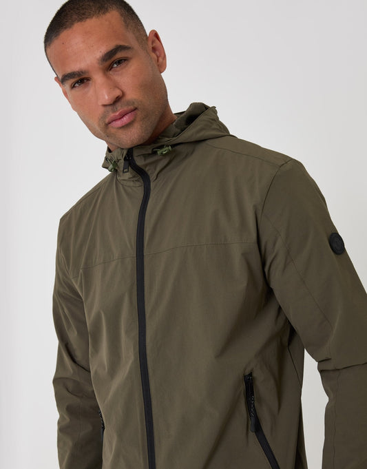 Showerproof Ripstop Hooded Jacket in Khaki by SATRI & CO. – product view 2