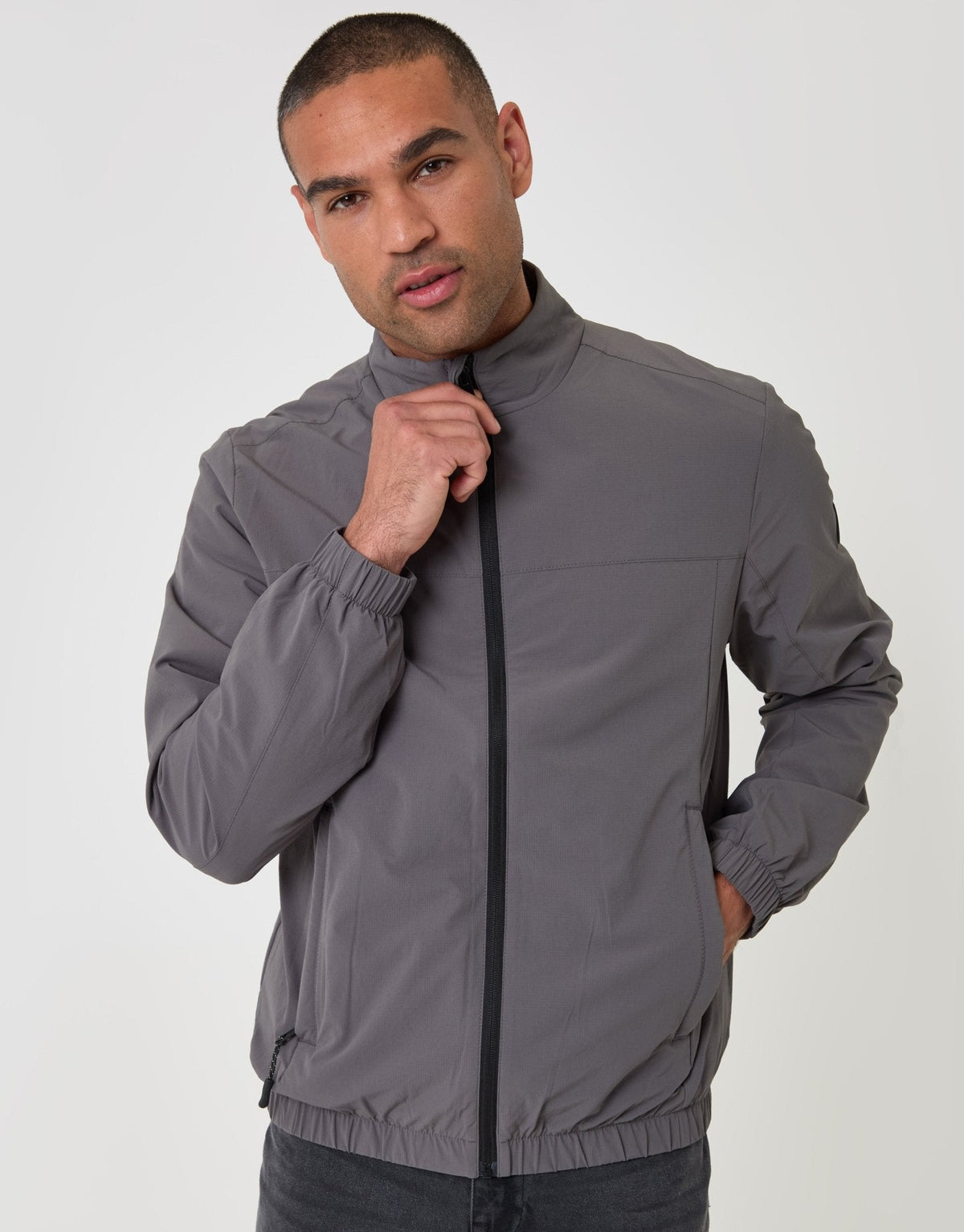 Showerproof Ripstop Harrington Jacket in Slate Grey by SATRI & CO. – product view 5