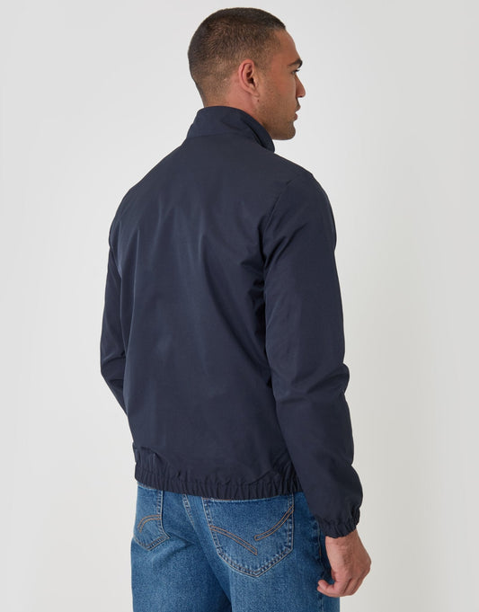 Showerproof Zip Up Harrington Jacket in Navy by SATRI & CO. – product view 2