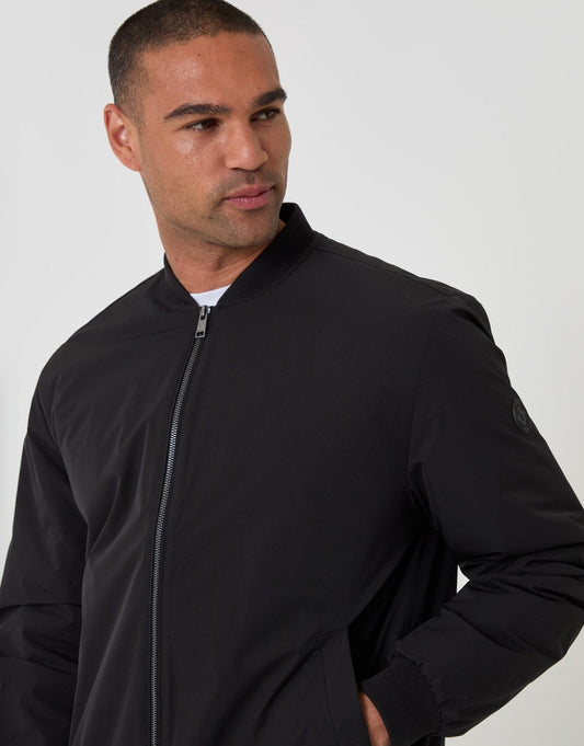 Showerproof Padded Bomber Jacket in Black by SATRI & CO. – product view 2