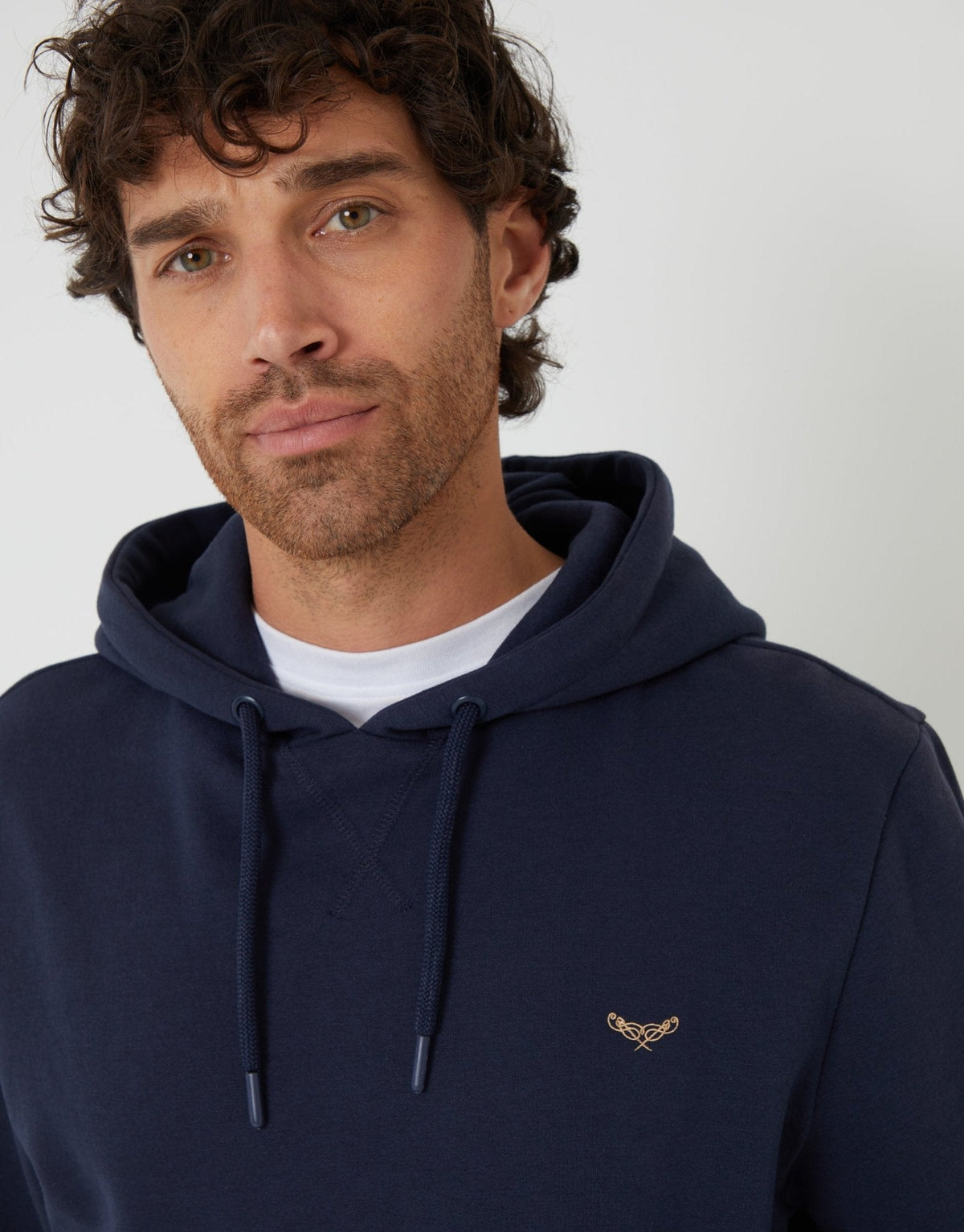 Men's Cotton Rich Overhead Hoodie in Navy – view 4