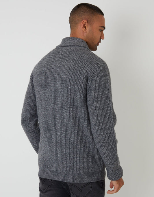 Shawl Cardigan in Charcoal Grey Marl by SATRI & CO. – product view 2