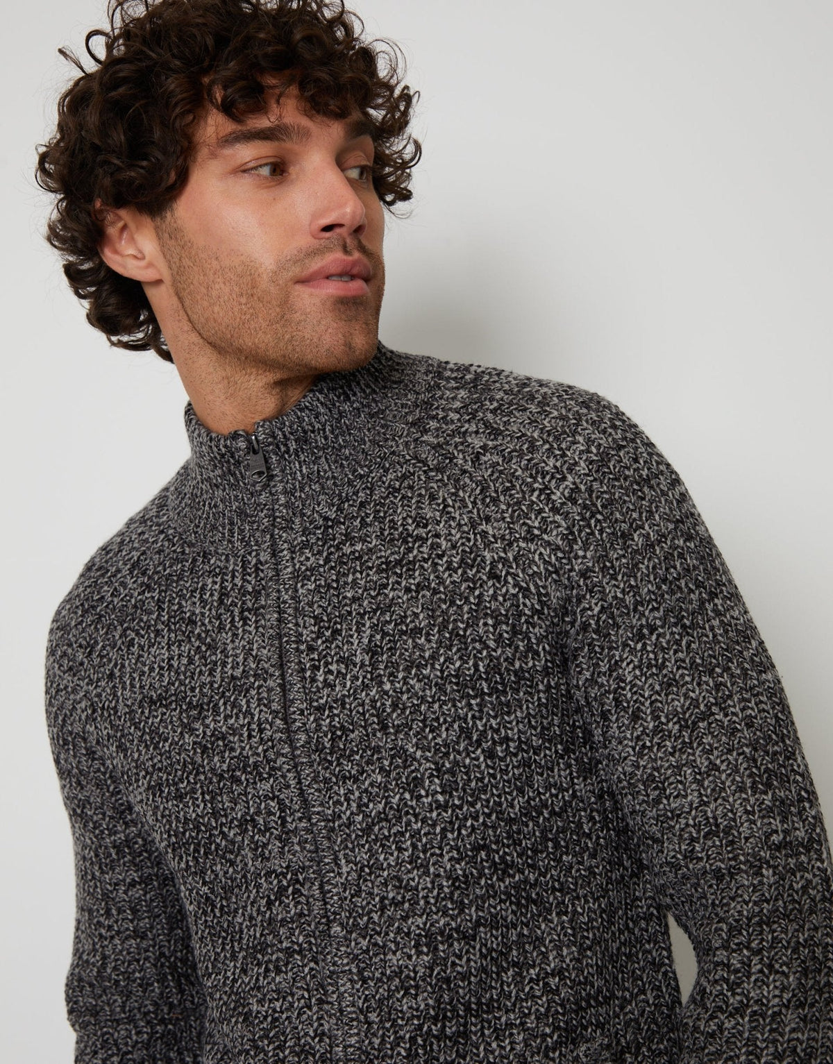 Full-Zip Cardigan in Charcoal Grey by SATRI & CO. – product view 4