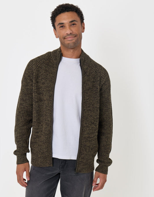 Full-Zip Cardigan in Khaki Green by SATRI & CO. – product view 2