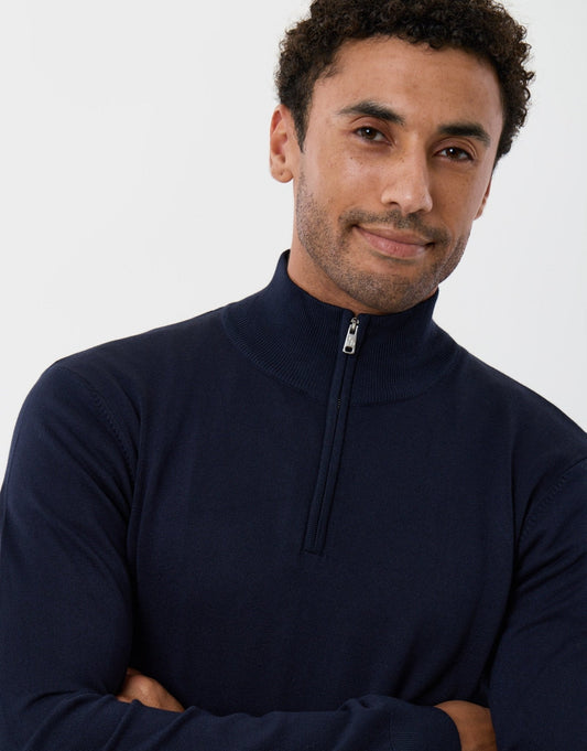 Men's Versatile Knitted Jumper for Work and Travel in Navy – view 2