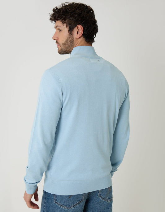 Men's Breathable Knitted Jumper for Spring Days in Light Blue – view 2