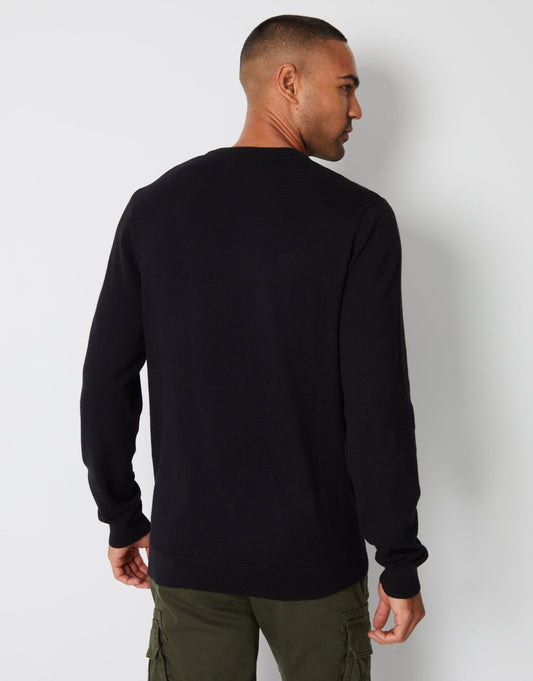 Men's Soft Knitted Crew Neck Jumper in Black – view 2